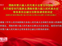 渭南市第六屆人民代表大會第五次會議關于接受劉巧蓮辭去渭南市第六屆人民代表大會常務委員會副主任職務請求的決定