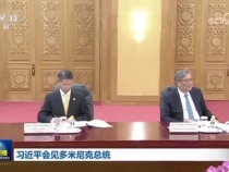 習(xí)近平會見多米尼克總統(tǒng)伯頓