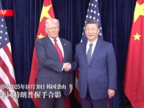 習近平同特朗普握手合影