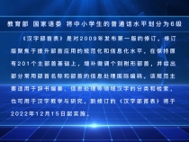 教育部 国家语委 将中小学生的普通话水平划分为6级